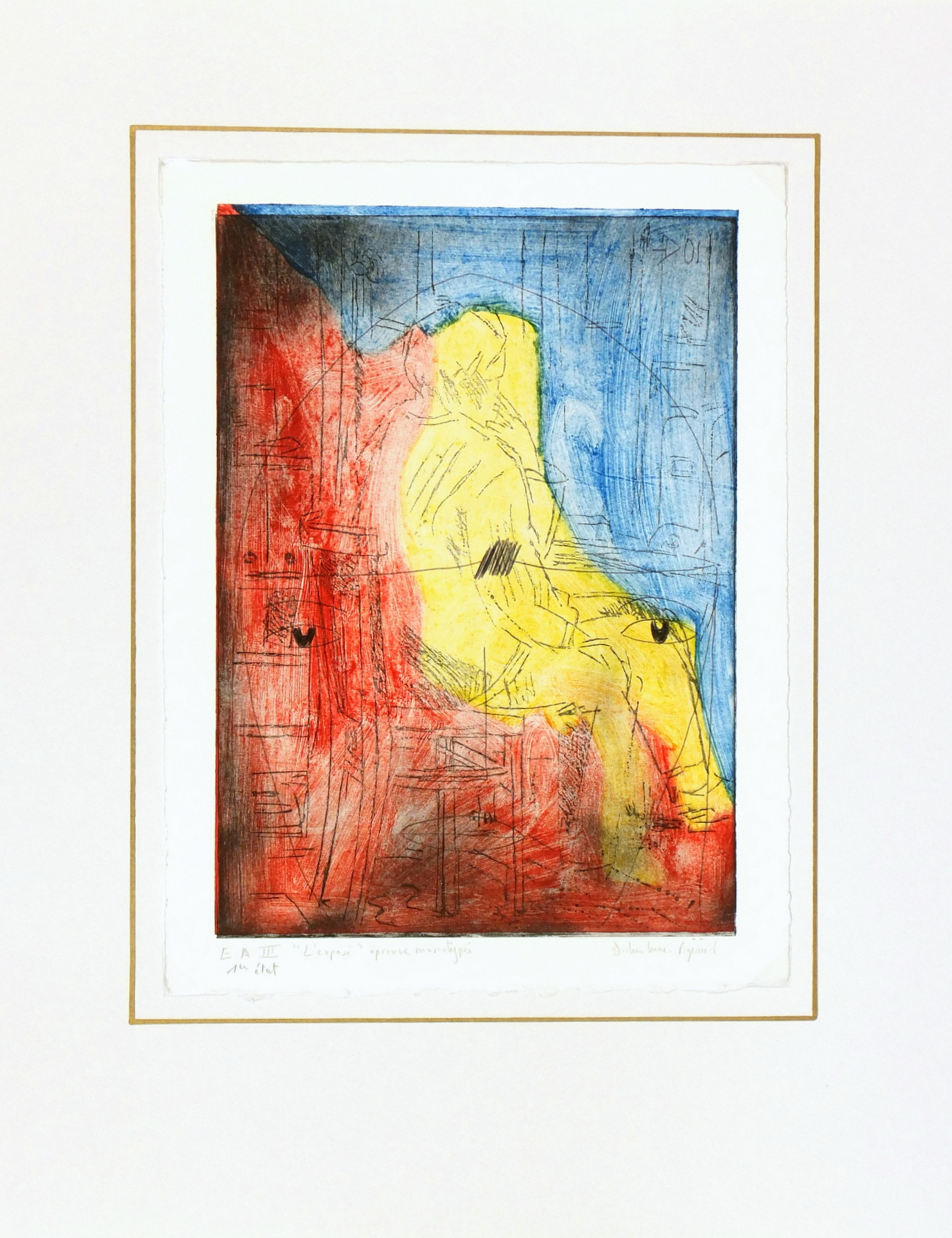 Aquatint Etching - L'Expose, Circa 2000-matted-5999G Aquatint Etching - L'Expose, Circa 2000-matted-5999G