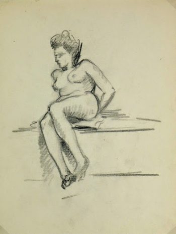 Charcoal Drawing - Reclining Nude, Circa 1930-main-6050G