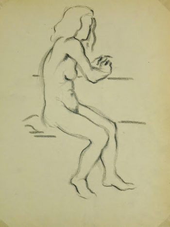 Charcoal Drawing - Female Nude, Circa 1930-main-6052G