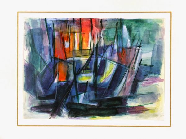 Watercolor Abstract - Sunset-matted-7541G
