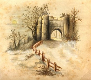 Watercolor Landscape - Passage d'Antan, Circa 1900-main-6642K