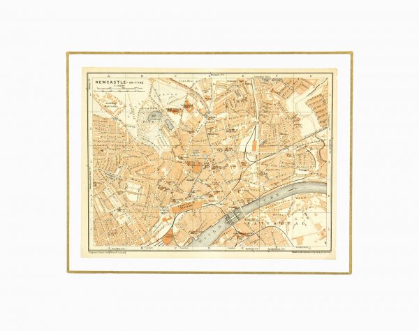 Newcastle England Map, 1927-matted-7320K