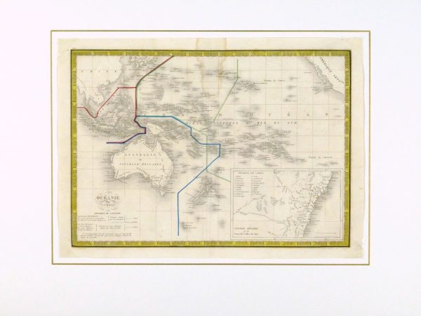 Pacific Ocean Map, 1842-matted-8829K