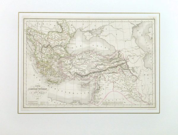 Vintage Ottoman Empire Map, 1845-matted-9390K