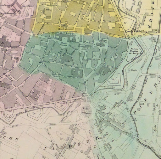 Map of Dijon France, Circa 1850-detail 2-9481K Map of Dijon France, Circa 1850-detail 2-9481K