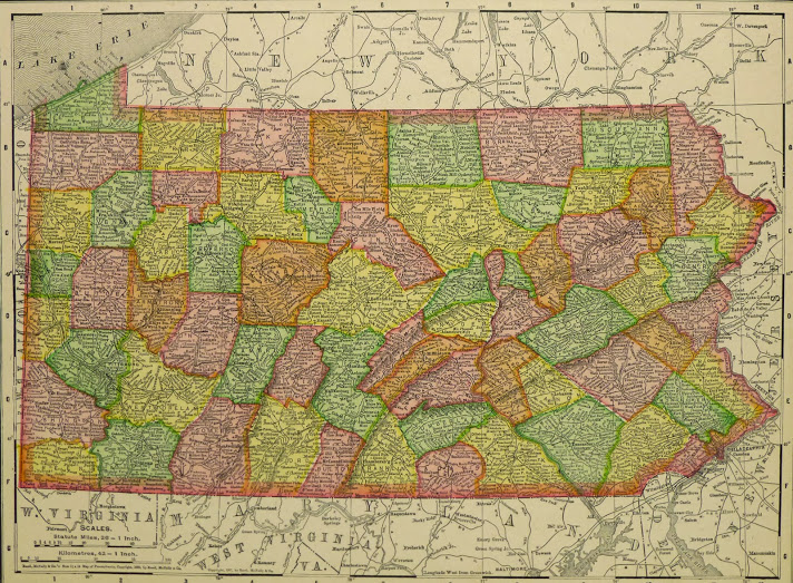 Map of Pennsylvania, 1907-main-KB1682 Map of Pennsylvania, 1907-main-KB1682