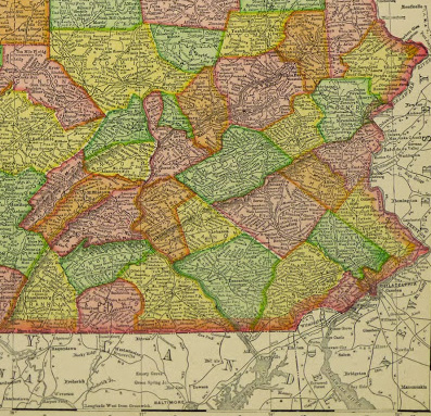 Map of Pennsylvania, 1907-detail-KB1682 Map of Pennsylvania, 1907-detail-KB1682