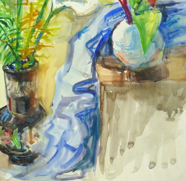 Watercolor Still Life - Lilies & Orchids, Circa 1960-detail-10714M