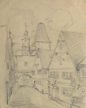Pencil Drawing - Village Street, Circa 1930-main-10737M