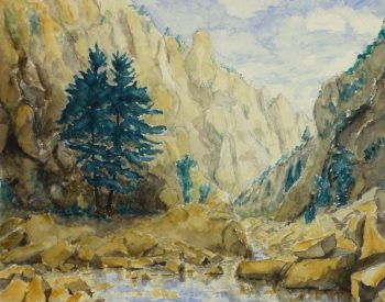 Watercolor Landscape - Mountain Stream, Circa 1960-main-10739M
