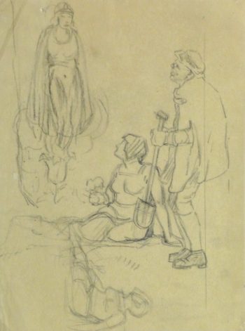 Pencil Drawing - Medieval Figures, Circa 1930-main-10746M