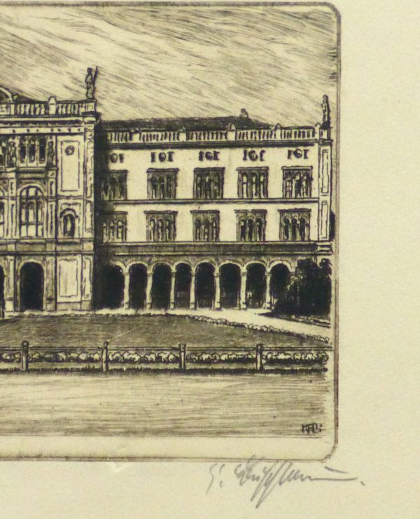 Etching - Stately Architecture, Circa 1950-detail-10758M