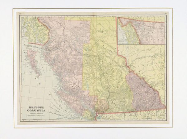 British Columbia, Canada Map, 1916-matted-9458K