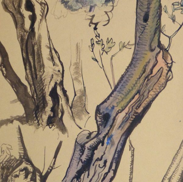 Ink Wash - Tree Study, Circa 1930-detail-kla2418