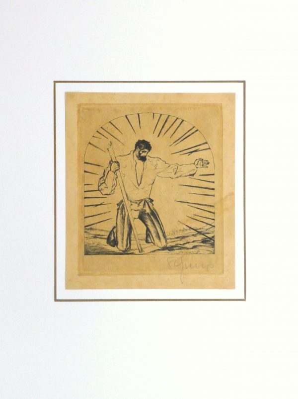 Etching - The Soldier, Circa 1930-matted-kla2428